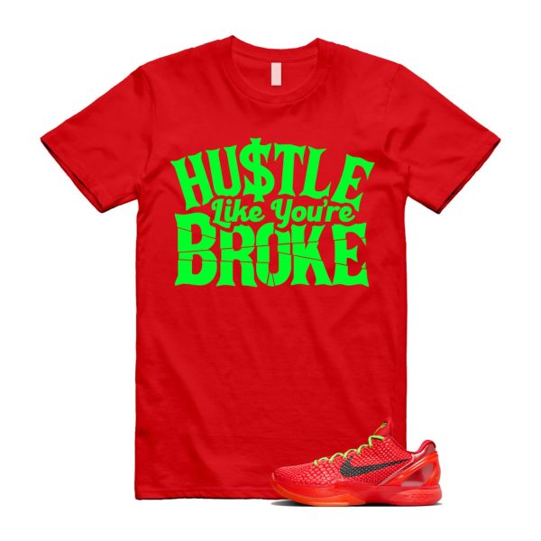 Reverse 6 Protro Bright Crimson Electric Green Black T Shirt Match BROKE Jezsport.com