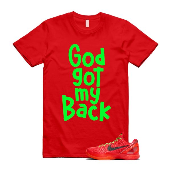 Reverse 6 Protro Bright Crimson Electric Green Black T Shirt Match GOD Jezsport.com