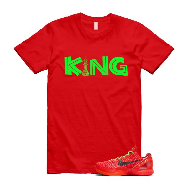 Reverse 6 Protro Bright Crimson Electric Green Black T Shirt Match KING Jezsport.com