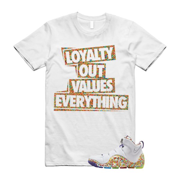 4 Fruity Pebbles True Red Mean Green Varsity Purple Lebron White T Shirt Match LOVE, DQ9310-100 Jezsport.com