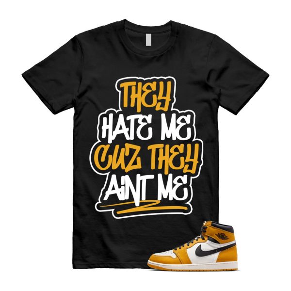 Ochre Yellow Black Sail White 1 Retro High OG T Shirt Match AINT ME ,FD1437-701 Jezsport.com