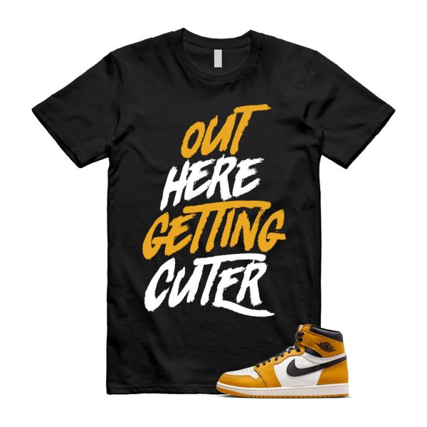 Ochre Yellow Black Sail White 1 Retro High OG T Shirt Match CUTER ,FD1437-701 Jezsport.com