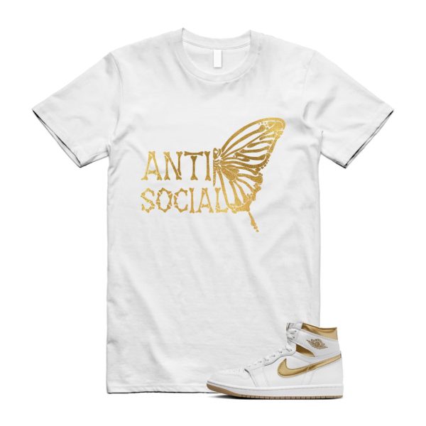 Metallic Gold 1 White Gum Light Brown Retro High OG T Shirt Match ASB, FD2596-107 Jezsport.com