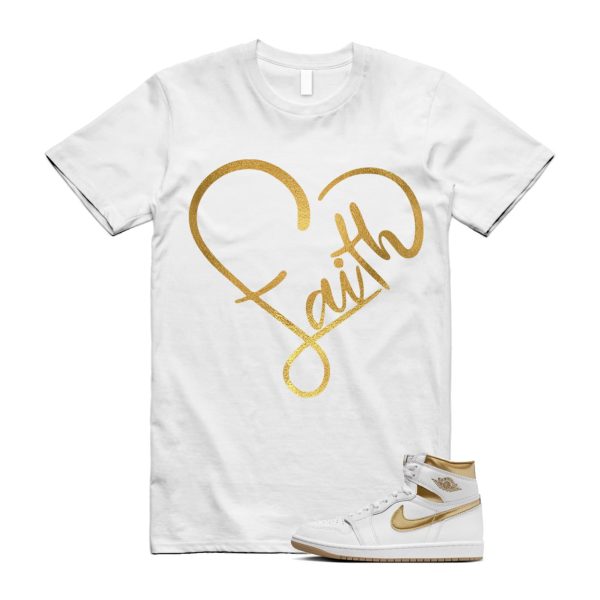 Metallic Gold 1 White Gum Light Brown Retro High OG T Shirt Match FAITH, FD2596-107 Jezsport.com