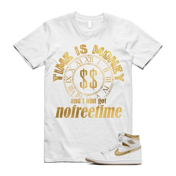 Metallic Gold 1 White Gum Light Brown Retro High OG T Shirt Match FREE TIME, FD2596-107 Jezsport.com