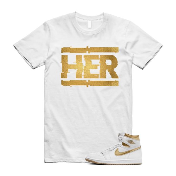 Metallic Gold 1 White Gum Light Brown Retro High OG T Shirt Match HER, FD2596-107 Jezsport.com