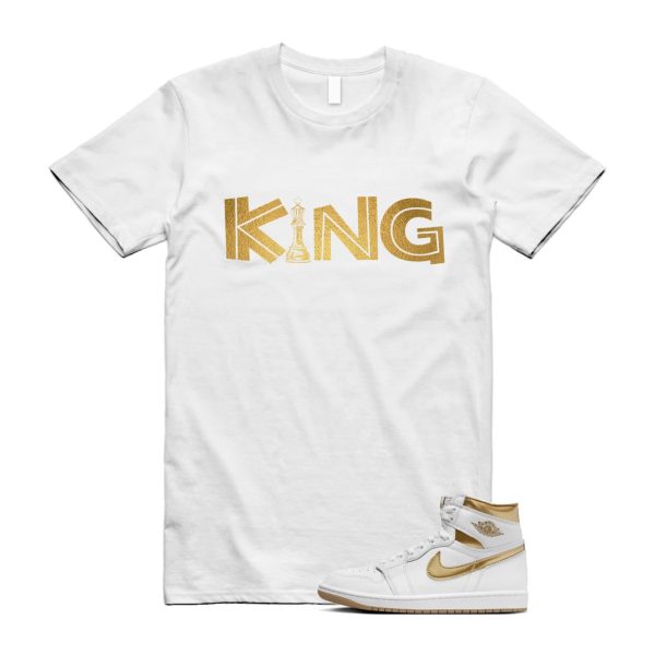 Metallic Gold 1 White Gum Light Brown Retro High OG T Shirt Match KING, FD2596-107 Jezsport.com