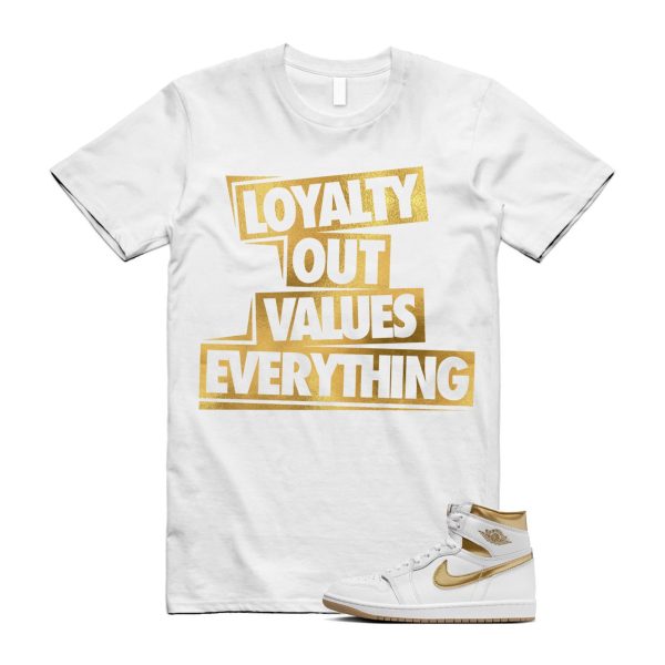 Metallic Gold 1 White Gum Light Brown Retro High OG T Shirt Match LOVE Jezsport.com