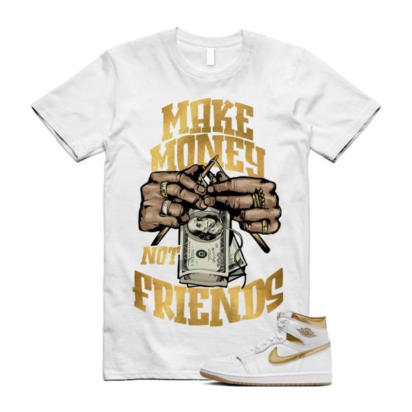 Metallic Gold 1 White Gum Light Brown Retro High OG T Shirt Match MM, FD2596-107 Jezsport.com