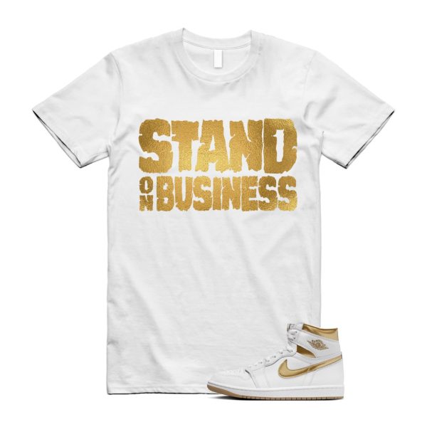 Metallic Gold 1 White Gum Light Brown Retro High OG T Shirt Match SOB, FD2596-107 Jezsport.com