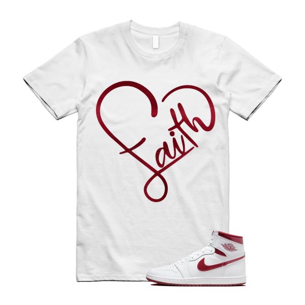 Metallic Burgundy 1 Team Red White Retro High 85 OG T Shirt Match FAITH ,BQ4422-161 Jezsport.com