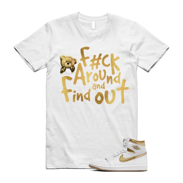 Metallic Gold 1 White Gum Light Brown Retro High OG T Shirt Match FCK, FD2596-107 Jezsport.com