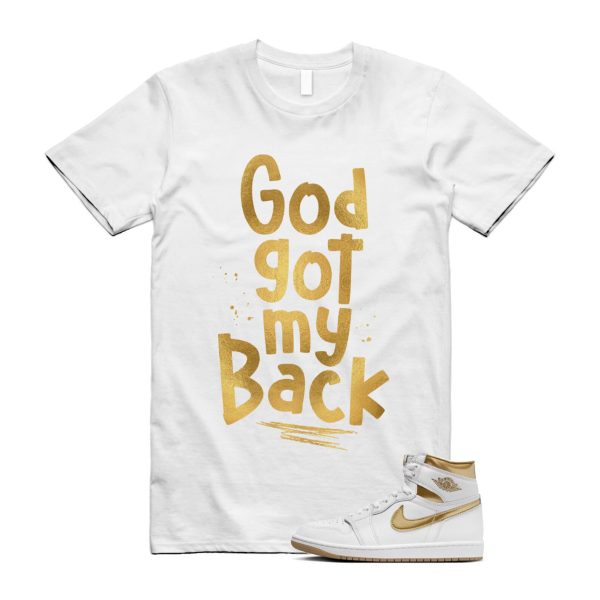 Metallic Gold 1 White Gum Light Brown Retro High OG T Shirt Match GOD, FD2596-107 Jezsport.com