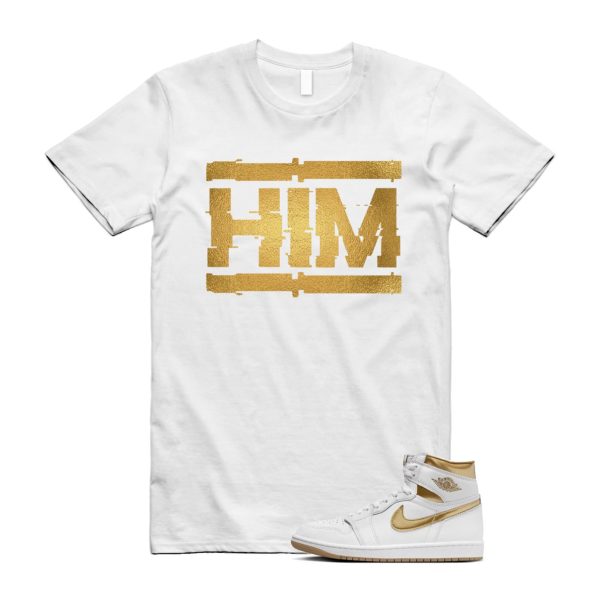 Metallic Gold 1 White Gum Light Brown Retro High OG T Shirt Match HIM, FD2596-107 Jezsport.com