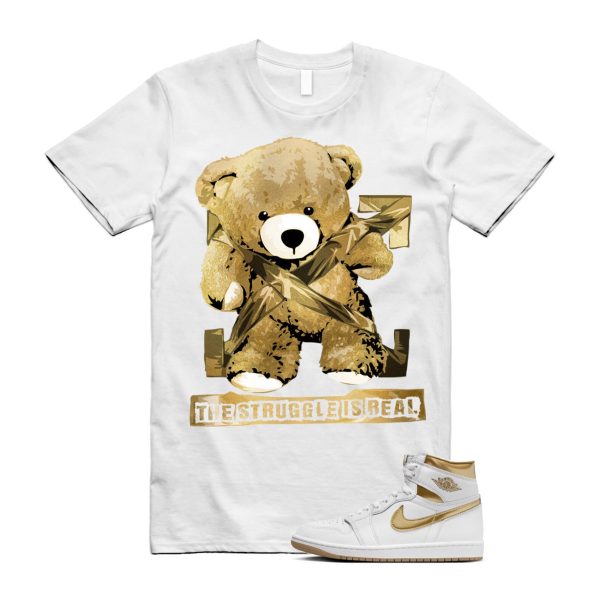 Metallic Gold 1 White Gum Light Brown Retro High OG T Shirt Match STRUG, FD2596-107 Jezsport.com