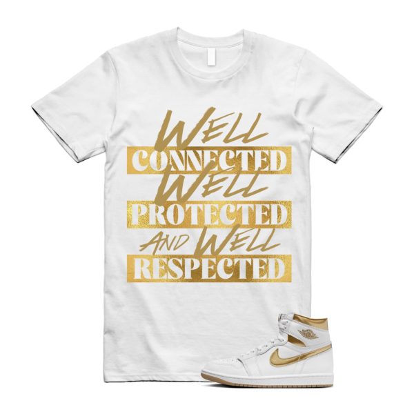 Metallic Gold 1 White Gum Light Brown Retro High OG T Shirt Match WELL Jezsport.com