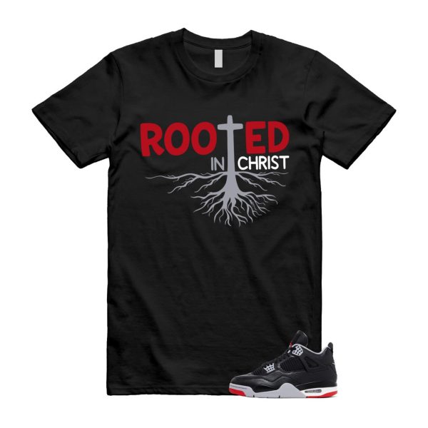 4 Bred Reimagined Black Cement Grey Varsity Red Summit White Retro T Shirt Match ROOTED ,FV5029-006 Jezsport.com