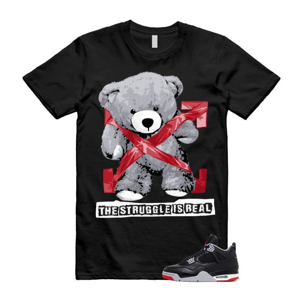 4 Bred Reimagined Black Cement Grey Varsity Red Summit White Retro T Shirt Match STRUG ,FV5029-006 Jezsport.com