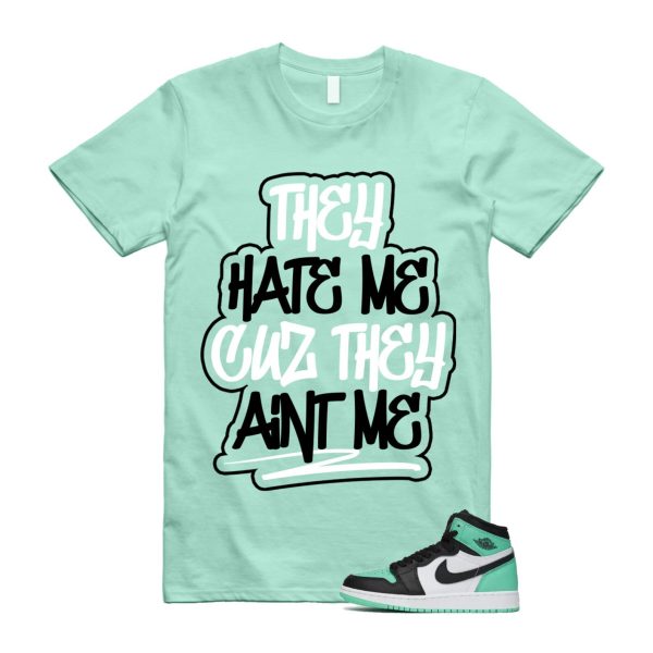 Green Glow 1 Retro High OG White Black Mint T Shirt Match AINT ME ,FD1437-130 Jezsport.com