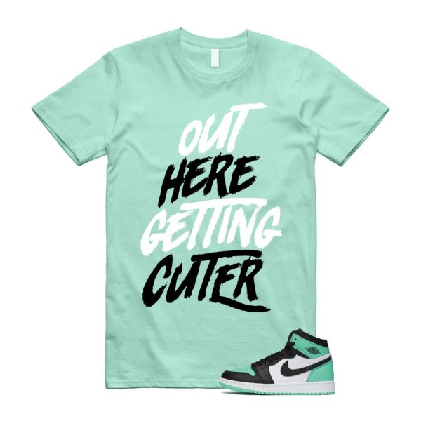 Green Glow 1 Retro High OG White Black Mint T Shirt Match CUTER ,FD1437-130 Jezsport.com