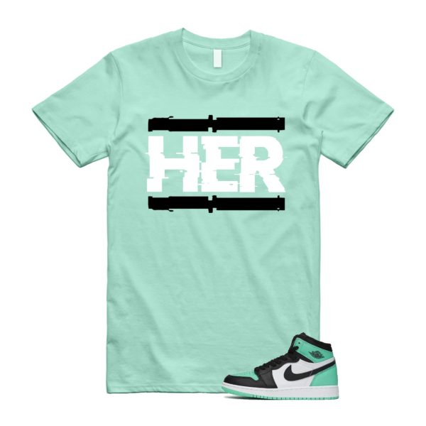 Green Glow 1 Retro High OG White Black Mint T Shirt Match HER ,FD1437-130 Jezsport.com