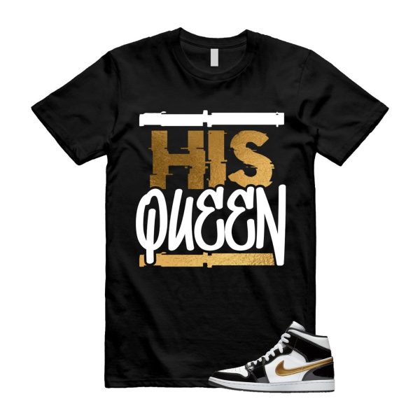 Metallic Gold Patent Black White Air 1 Mid T Shirt Match HQ ,852542-007 Jezsport.com