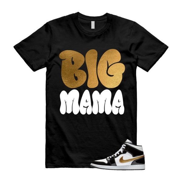 Metallic Gold Patent Black White Air 1 Mid T Shirt Match MAMA ,852542-007 Jezsport.com