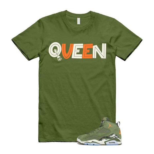 MVP Sky J Light Olive Bright Mandarin Orange Black Sail T Shirt Match QUEEN ,DZ5578-300 Jezsport.com