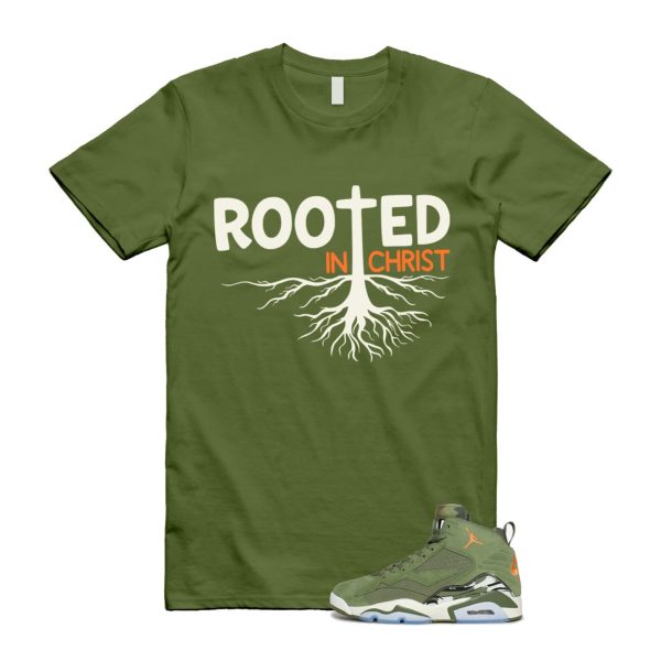 MVP Sky J Light Olive Bright Mandarin Orange Black Sail T Shirt Match ROOTED ,DZ5578-300 Jezsport.com