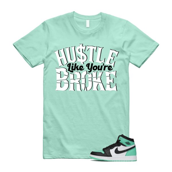 Green Glow 1 Retro High OG White Black Mint T Shirt Match BROKE ,FD1437-130 Jezsport.com