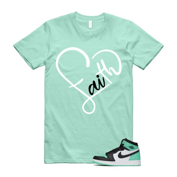 Green Glow 1 Retro High OG White Black Mint T Shirt Match FAITH ,FD1437-130 Jezsport.com