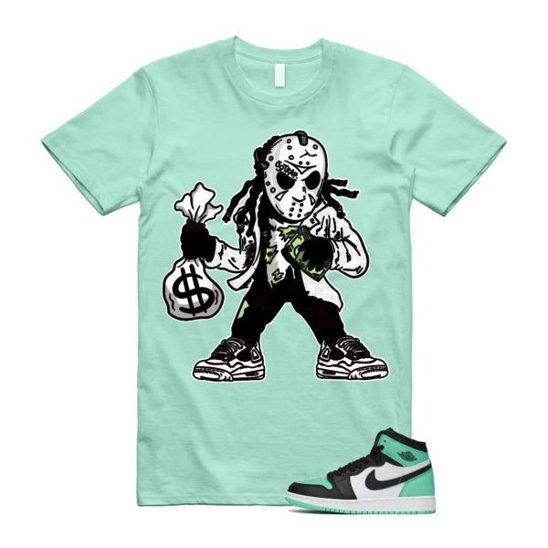 Green Glow 1 Retro High OG White Black Mint T Shirt Match JASON ,FD1437-130 Jezsport.com