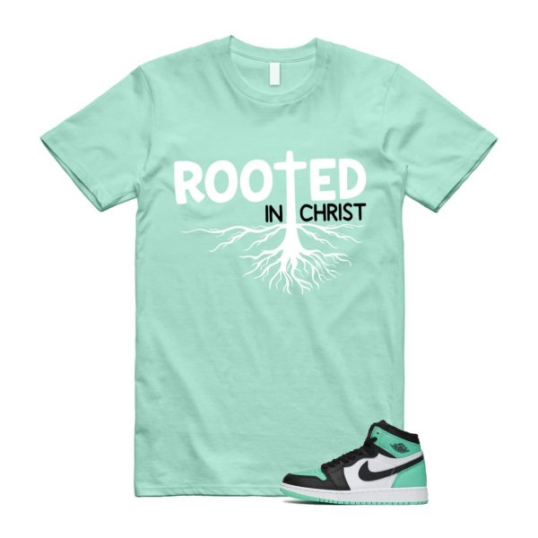 Green Glow 1 Retro High OG White Black Mint T Shirt Match ROOTED ,FD1437-130 Jezsport.com