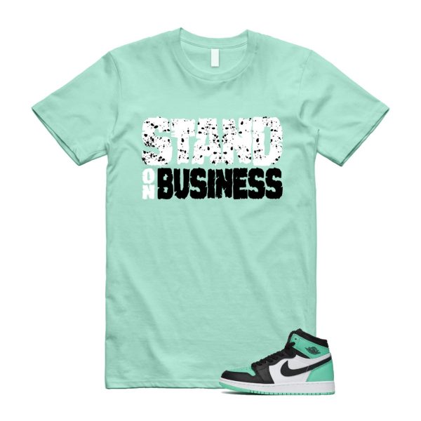 Green Glow 1 Retro High OG White Black Mint T Shirt Match SOB Jezsport.com