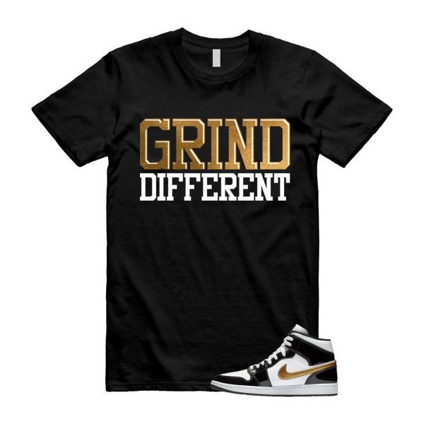 Metallic Gold Patent Black White Air 1 Mid T Shirt Match GRD ,852542-007 Jezsport.com