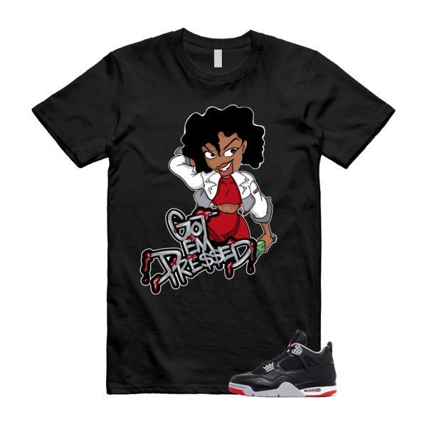 4 Bred Reimagined Black Cement Grey Varsity Red Summit White Retro T Shirt Match PRESSED Jezsport.com