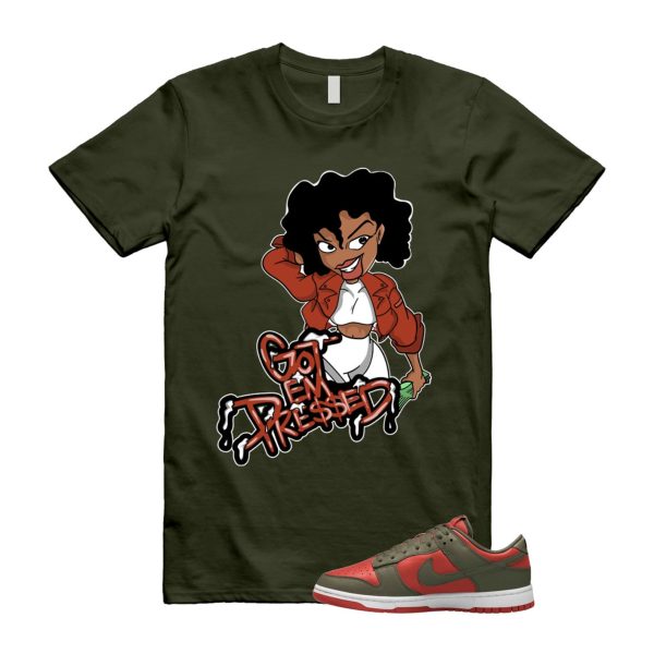 Dunk Mystic Red Cargo Khaki White Low T Shirt Match PRESSED ,DV0833-600 Jezsport.com