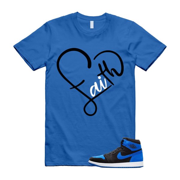 Royal Reimagined 1 Black Royal Blue White Retro High OG T Shirt Match FAITH ,DZ5485-042 Jezsport.com