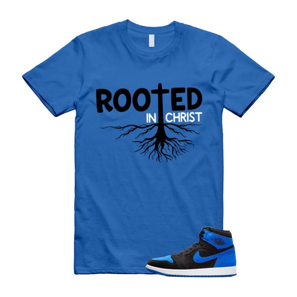 Royal Reimagined 1 Black Royal Blue White Retro High OG T Shirt Match ROOTED ,DZ5485-042 Jezsport.com