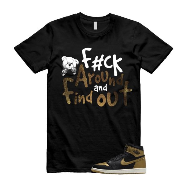 1 Black Metallic Gold Sail Retro High OG T Shirt Match FCK ,DZ5485-071 Jezsport.com