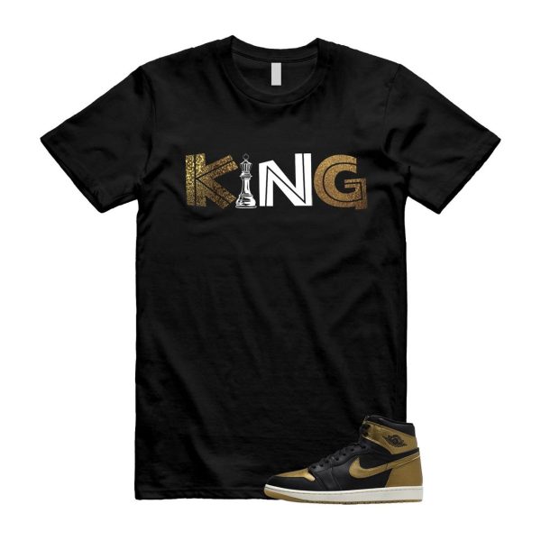 1 Black Metallic Gold Sail Retro High OG T Shirt Match KING ,DZ5485-071 Jezsport.com