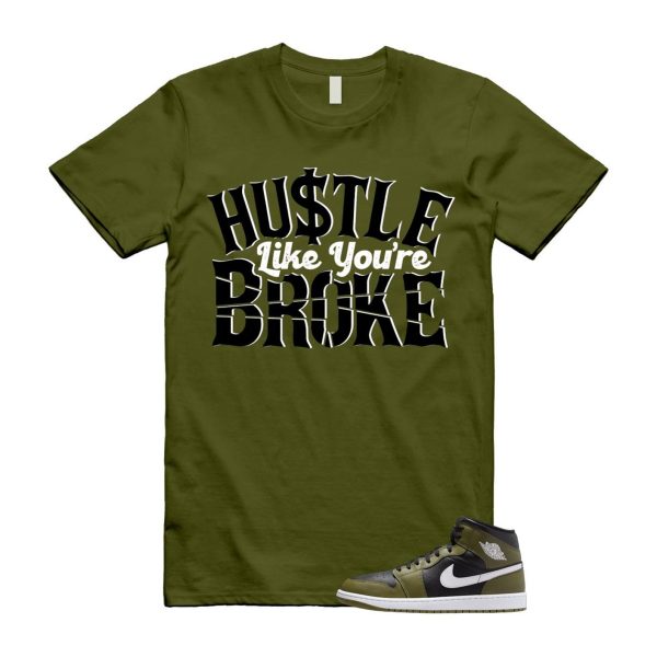 1 Sequoia Olive Green Black White Air Mid T Shirt Match BROKE Jezsport.com