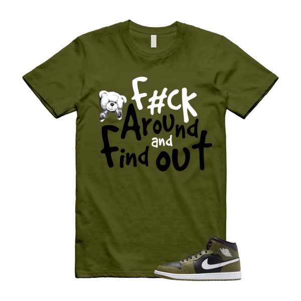 1 Sequoia Olive Green Black White Air Mid T Shirt Match FCK Jezsport.com