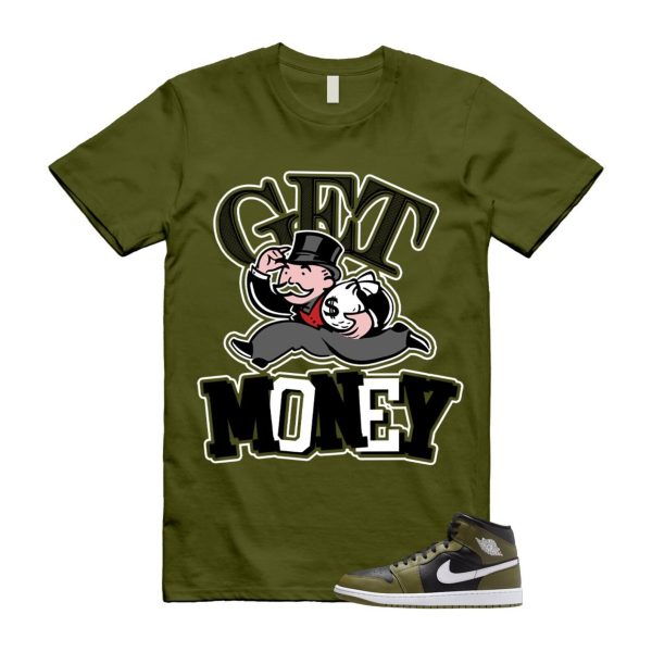 1 Sequoia Olive Green Black White Air Mid T Shirt Match GM Jezsport.com