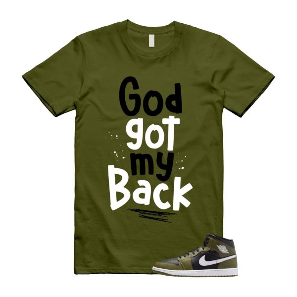 1 Sequoia Olive Green Black White Air Mid T Shirt Match GOD Jezsport.com