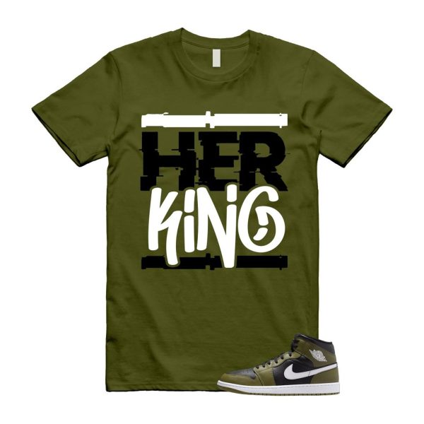 1 Sequoia Olive Green Black White Air Mid T Shirt Match HK Jezsport.com