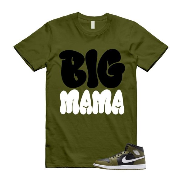 1 Sequoia Olive Green Black White Air Mid T Shirt Match MAMA Jezsport.com