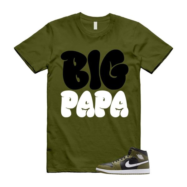 1 Sequoia Olive Green Black White Air Mid T Shirt Match PAPA Jezsport.com