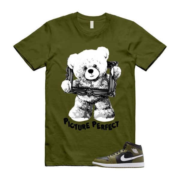 1 Sequoia Olive Green Black White Air Mid T Shirt Match PIC Jezsport.com