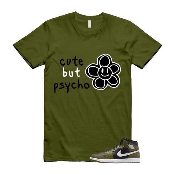 1 Sequoia Olive Green Black White Air Mid T Shirt Match PSYCHO Jezsport.com